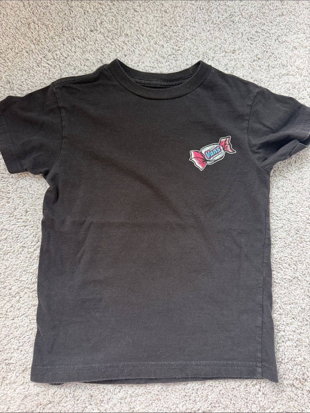 Vans Black Tee with Pink & Blue Candy Logo